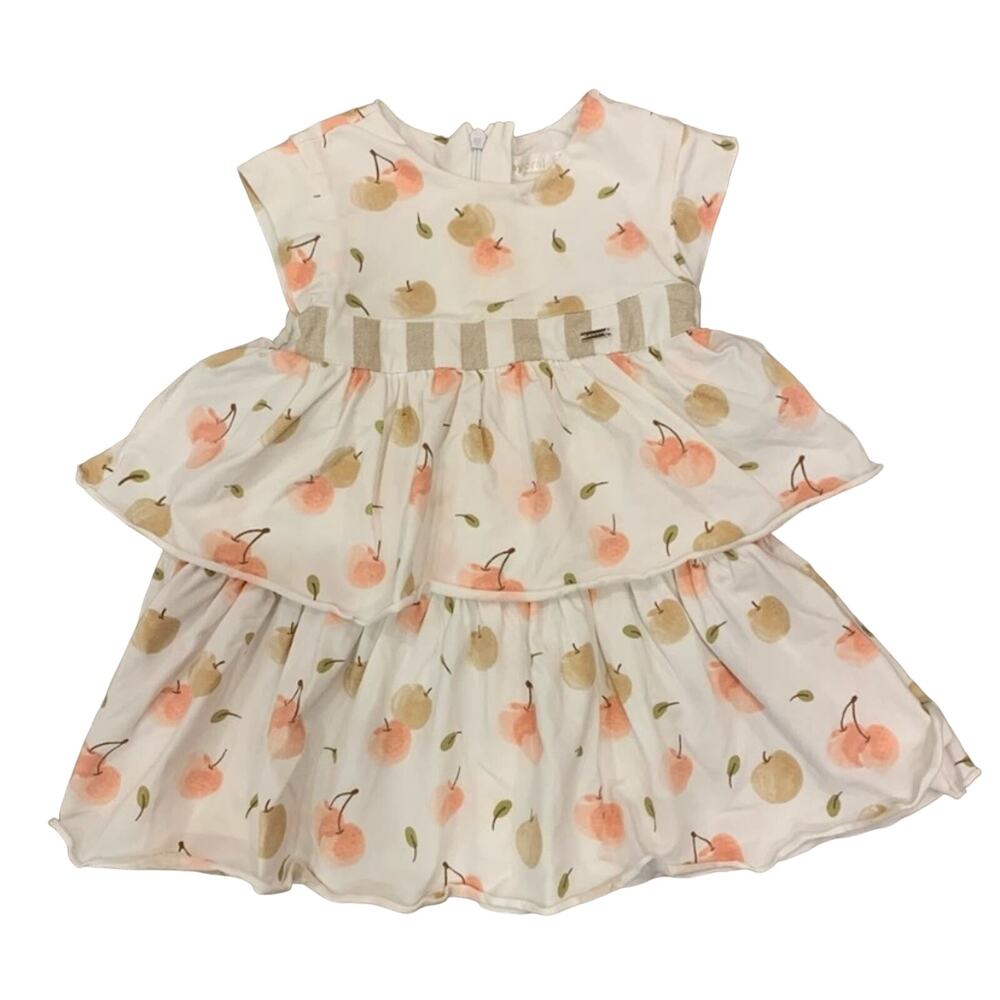 Mayoral Baby Autumn Apples Short Sleeve Tiered Ruffle Dress